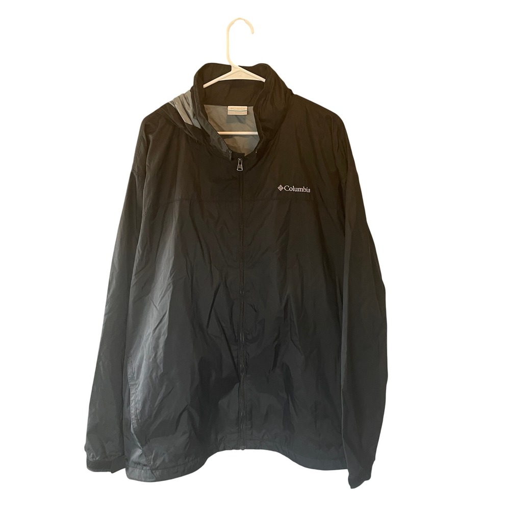 Columbia Mens Raincreek Falls Rain Jacket Windbreaker Black Hooded Size XXL